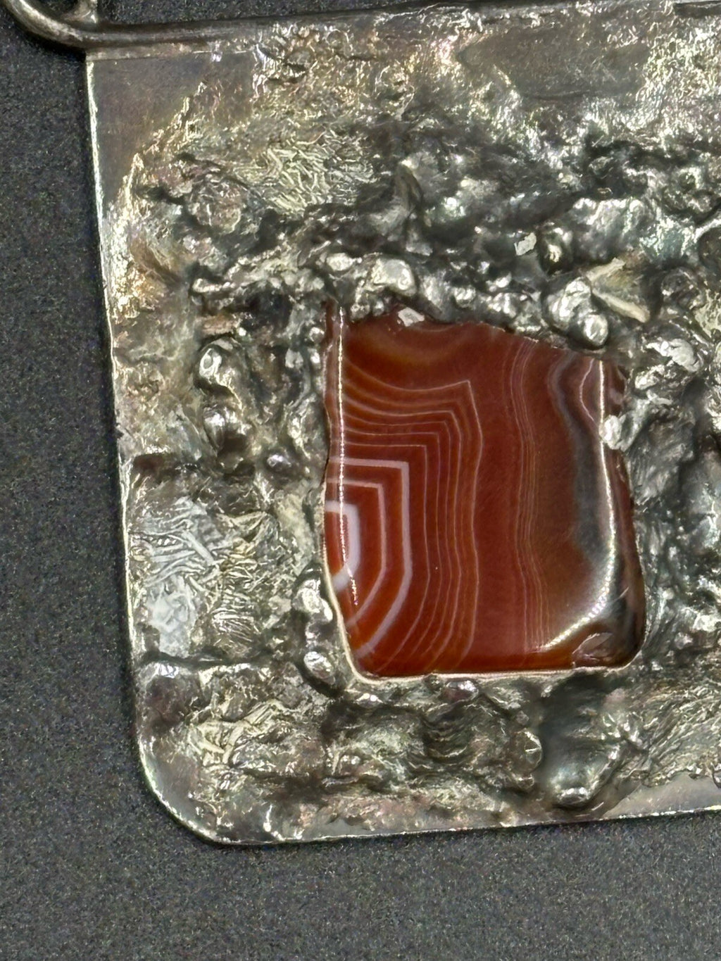 Wiggers Denmark Sterling Silver Agate Pendant Necklace Scandinavian Modernist