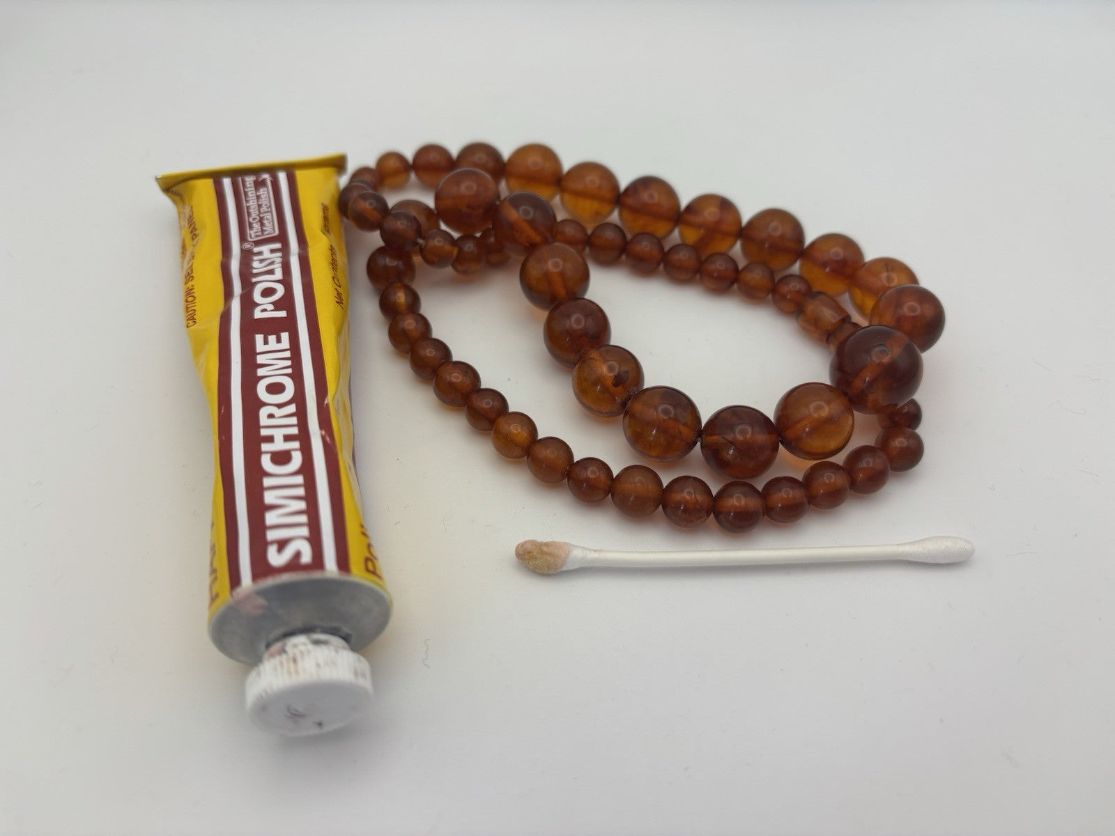 Exquisite Vintage Bakelite Bead Necklace Amber Butterscotch Catalin Jewelry