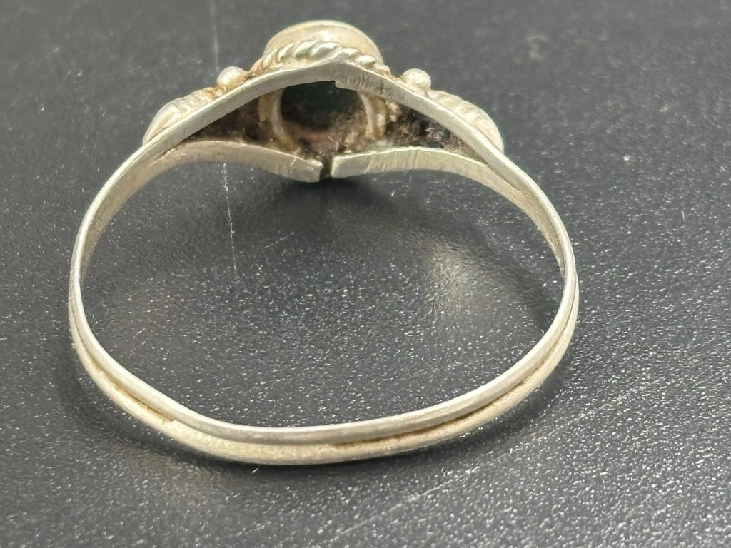 Rare Vintage 925 Silver Green Chalcedony Ring Handmade 1960s Jewellery