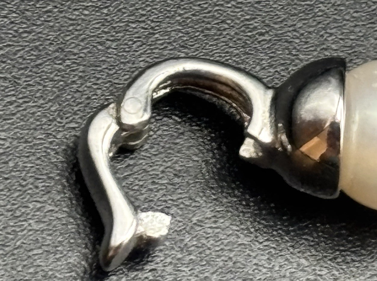 Vintage 925 Sterling Silver 7.6mm Cultured Pearl Bracelet Classic Elegant