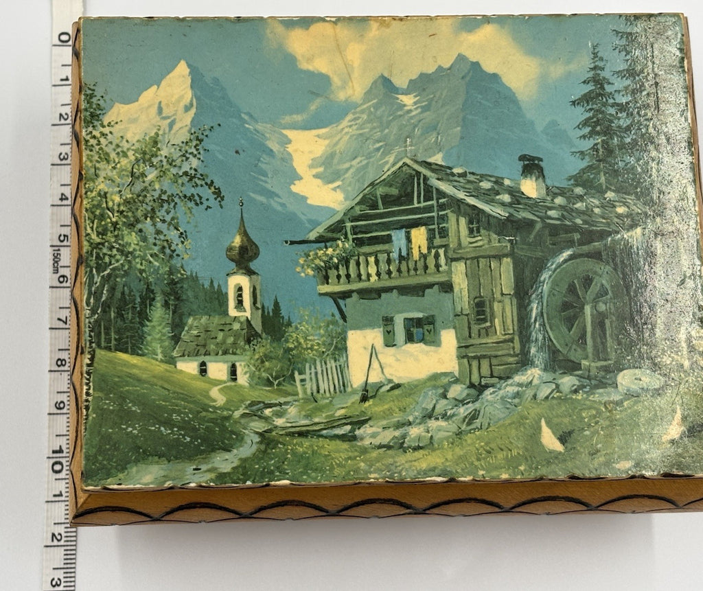 Vintage Swiss Reuge Love Story Music Jewellery Box. Signed Si.aniona.a. Wooden