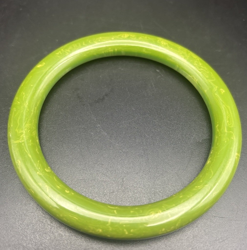 Vintage Marbled Green Bakelite Catalin Bangle Bracelet Tested 84.8mm