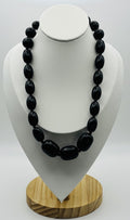 Vintage Black Chunky Bead Necklace Bold Statement Retro 90s Fashion Jewelry