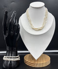 Vintage Cultured Pearl 3 Strand Necklace Bracelet Set 42cm 20cm Gold Clasp