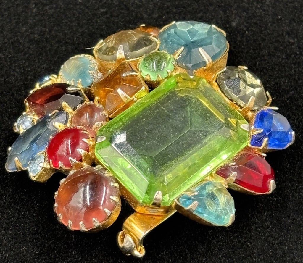 Vintage Luxury Glass Brooch Fruit Salad Cabochons Designer Style