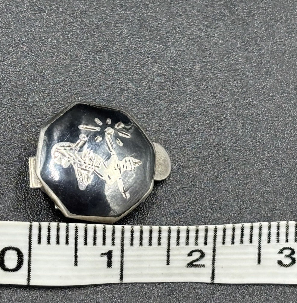 Vintage Siam Sterling Silver Clip Earrings Blackened Figural Motif