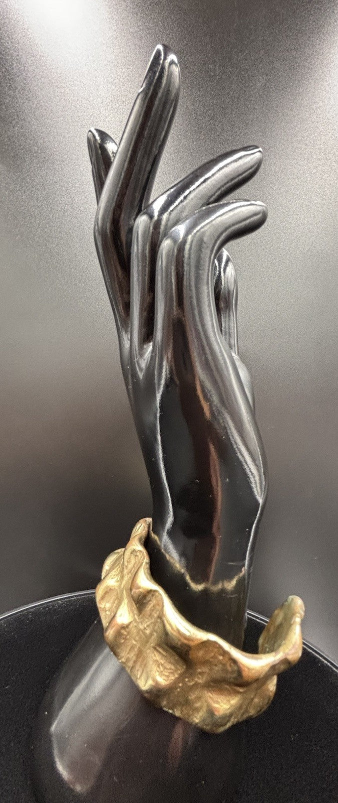 Vintage Brutalist Bronze Cuff Bracelet Sculptural Modernist Studio Artisan