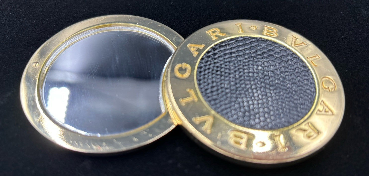 BVLGARI Round Slide Mirror Gold Tone 1 Piece Set.