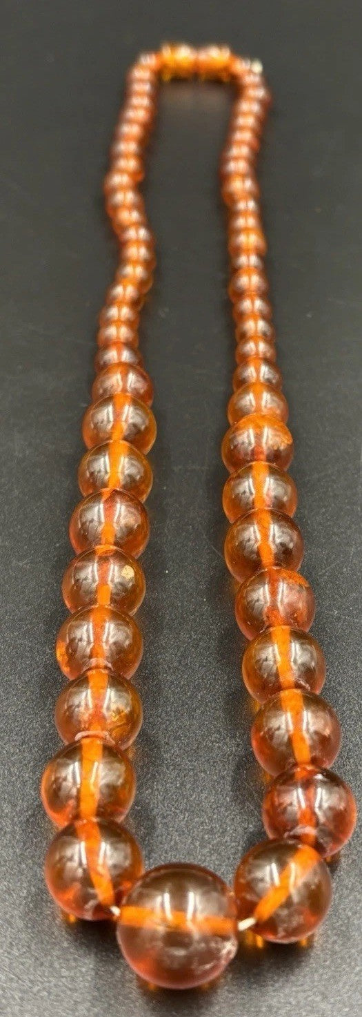 Exquisite Vintage Bakelite Bead Necklace Amber Butterscotch Catalin Jewelry