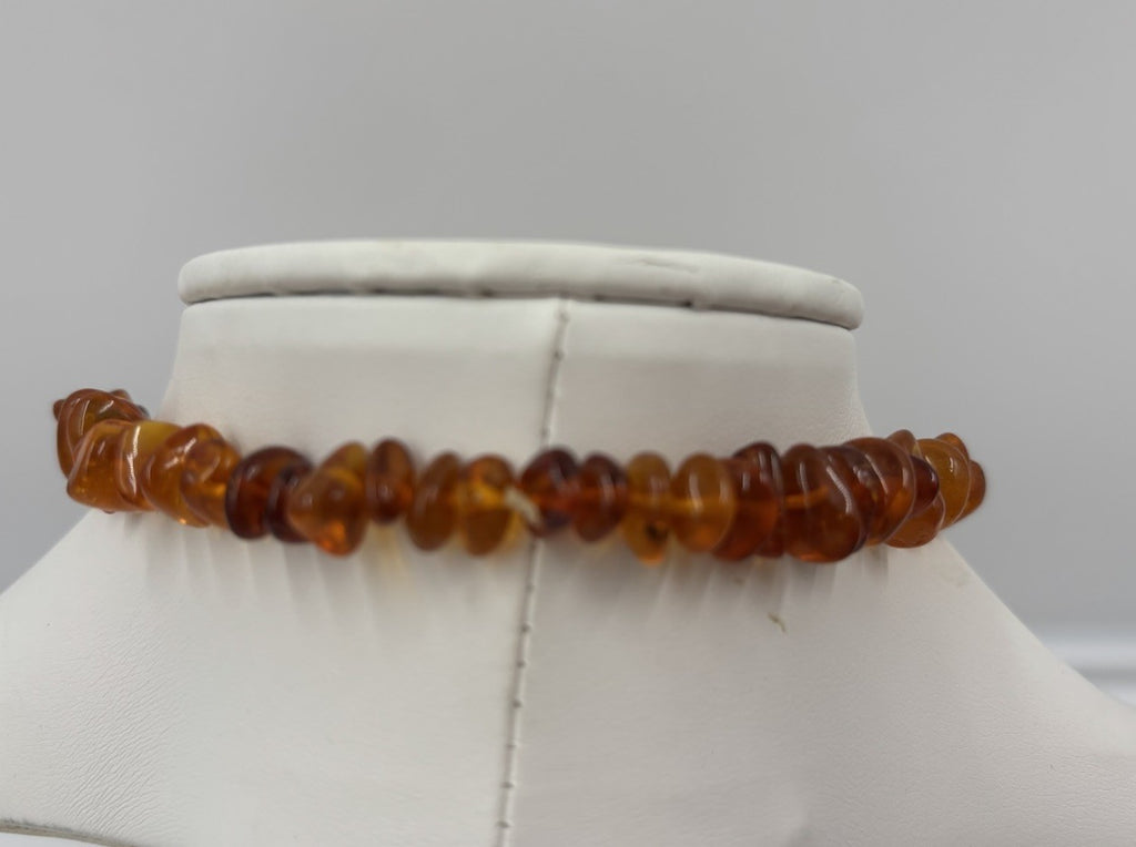 Natural Baltic Amber Necklace Double Strand Polished Cognac Nugget Beads Genuine
