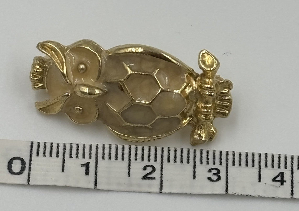 Vintage Hollywood Owl Brooch Gold Tone Figural Enamel Mid Century Jewelry