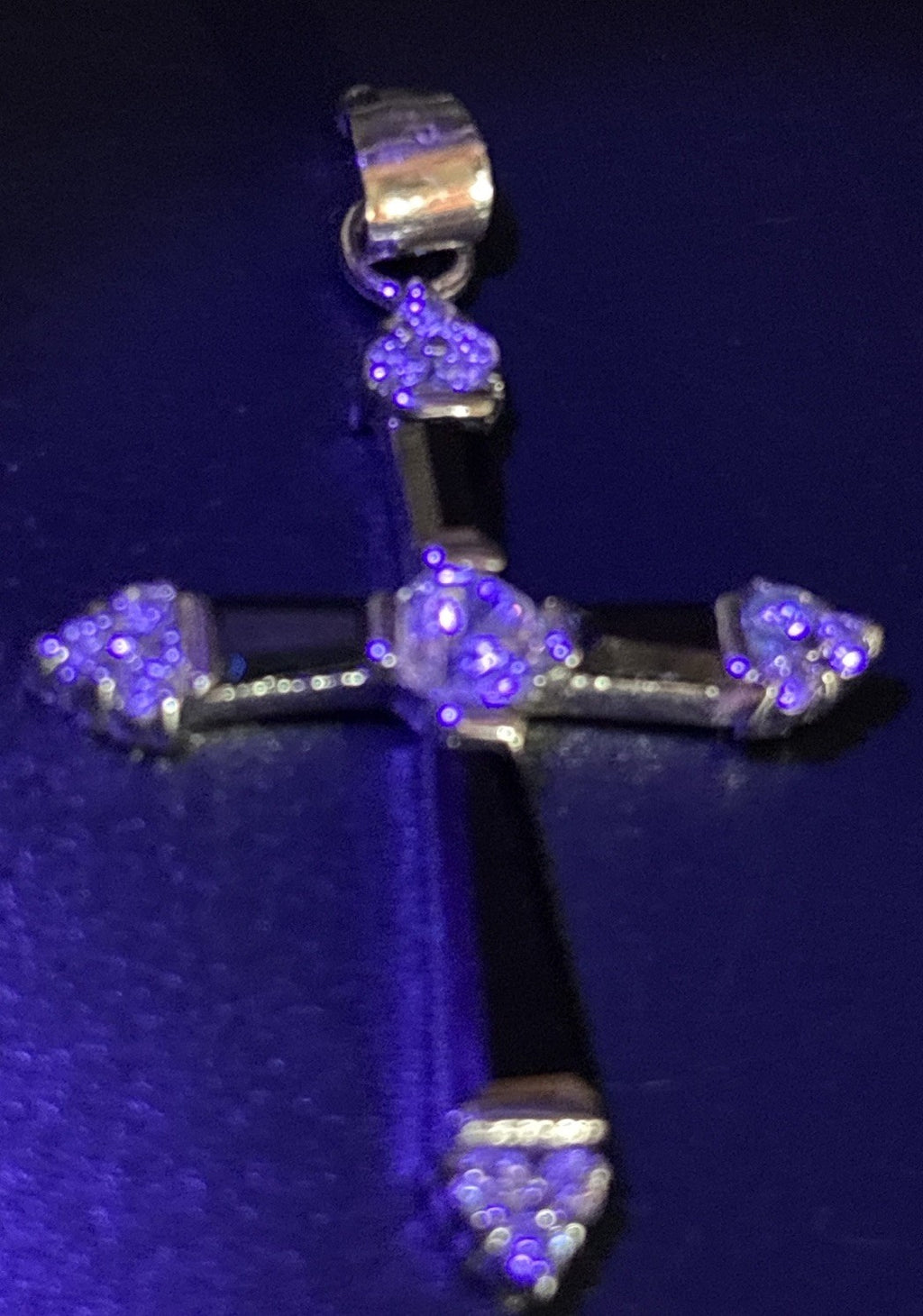 Luxury Vintage 18KGP Cross Pendant Black Baguette Crystals CZ Stones