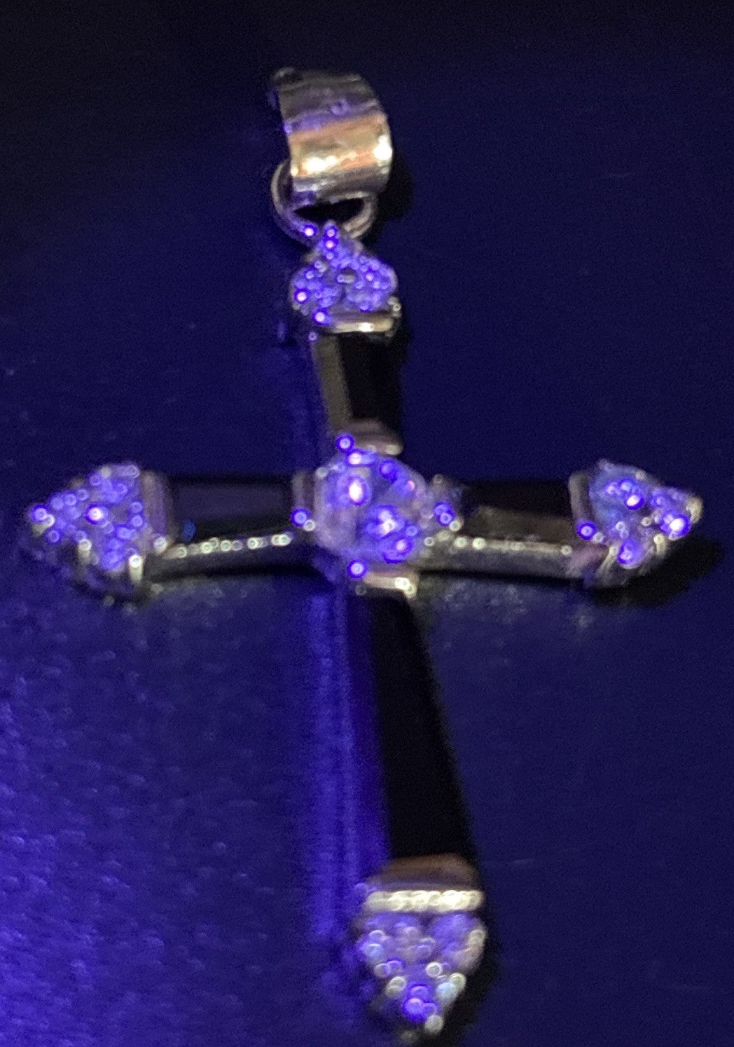 Luxury Vintage 18KGP Cross Pendant Black Baguette Crystals CZ Stones