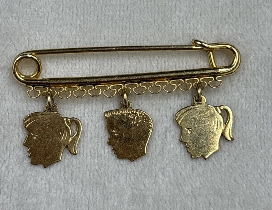 vintage 20/ 12K GF pin Forstner pendant charms silhouette birth heads