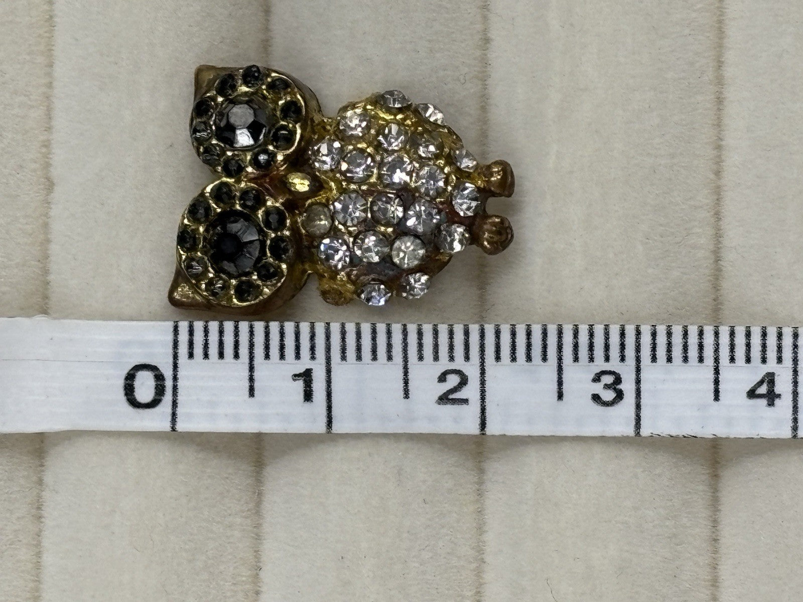 Vintage Owl Stud Earrings Rhinestone Studs Gold Tone
