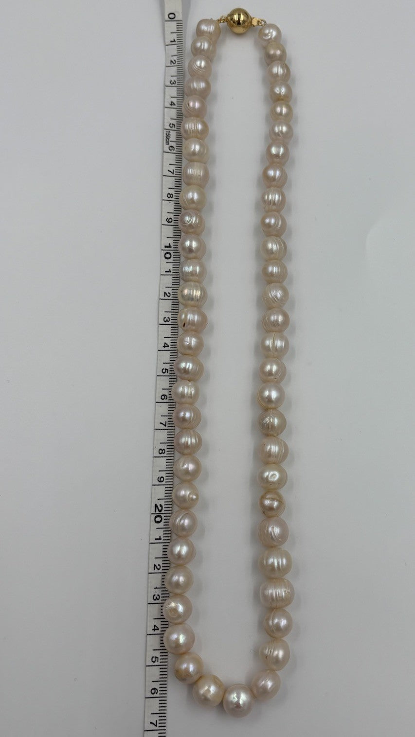 Freshwater Pearl Necklace Bracelet Set 10mm Pink Cream High Lustre