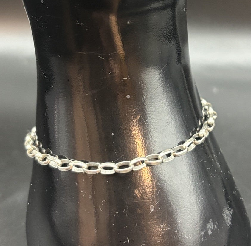 Vintage 925 Sterling Silver Oval Link Bracelet Italy 17cm