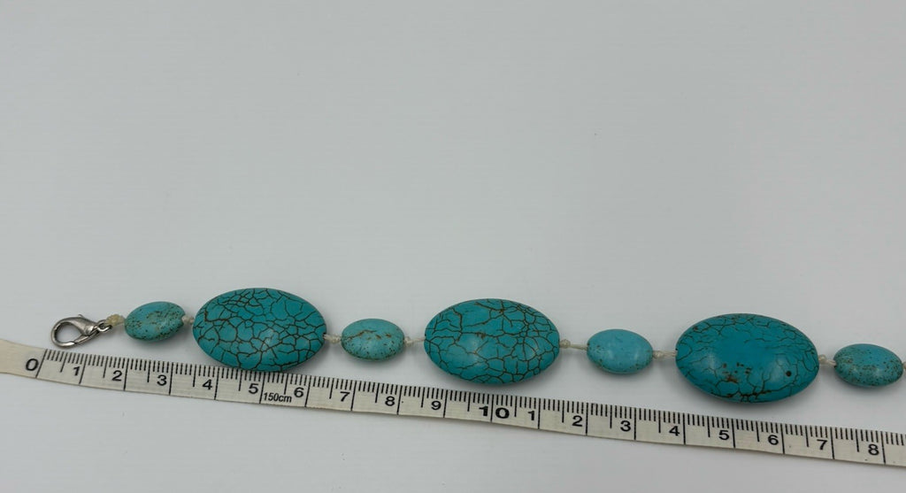 Vintage Turquoise Howlite Bead Necklace Knotted Statement Graduated 54.5cm