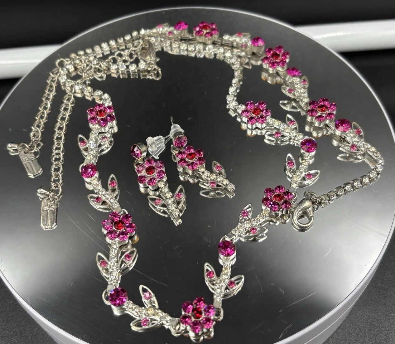 1950s Aurora Borealis Style Crystal Spray Brooch Claw Set Silver Tone