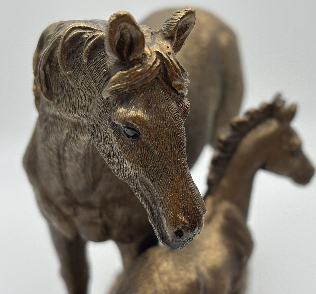 Vintage Leonardo Bronzed Mare & Foal Horse Sculpture Equestrian Figurine