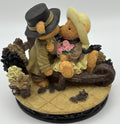 Vintage Avon Bear Figurine – Romantic Couple Kiss with Roses & Cart