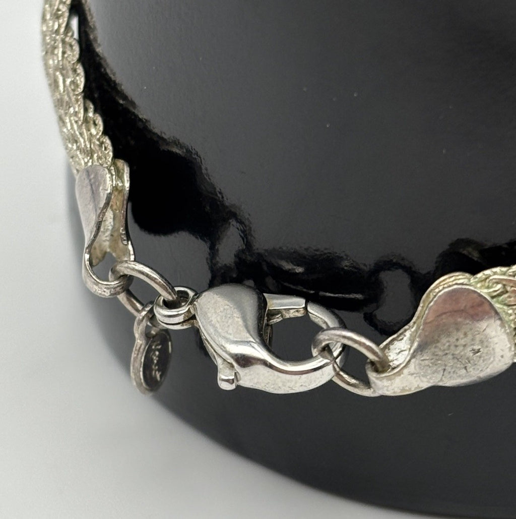 Vintage Monet Silver Tone Braided Mesh Chain Bracelet Signed Designer Jewelry