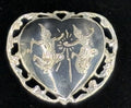 Vintage Siam Sterling Silver Niello Heart Brooch Thai Dancers 1940s