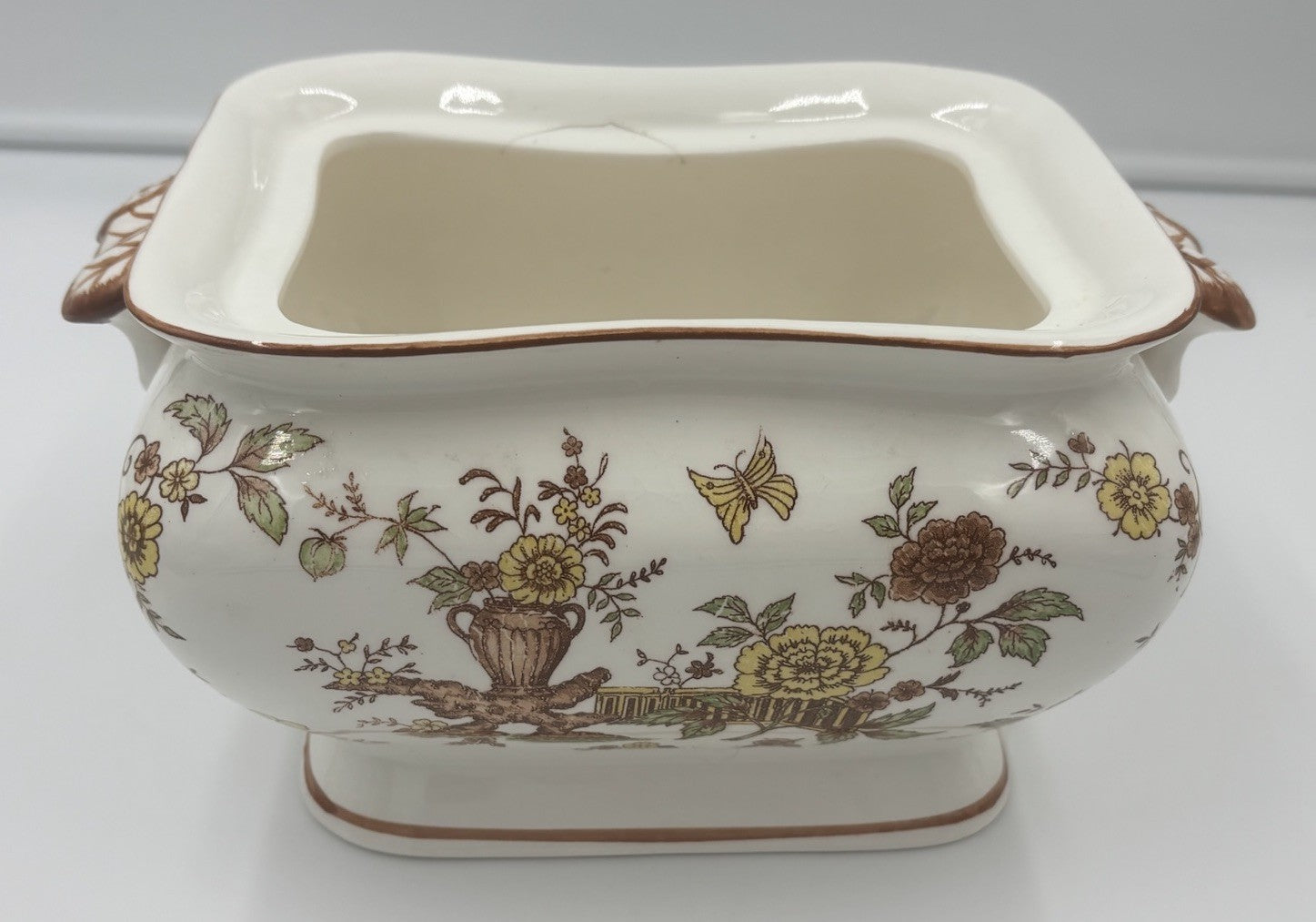 Vintage Soup Tureen Set Floral Transferware Lid Tray Ladle Ceramic