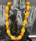Vintage Amber Style Bead Necklace Resin or Bakelite Silver Hook