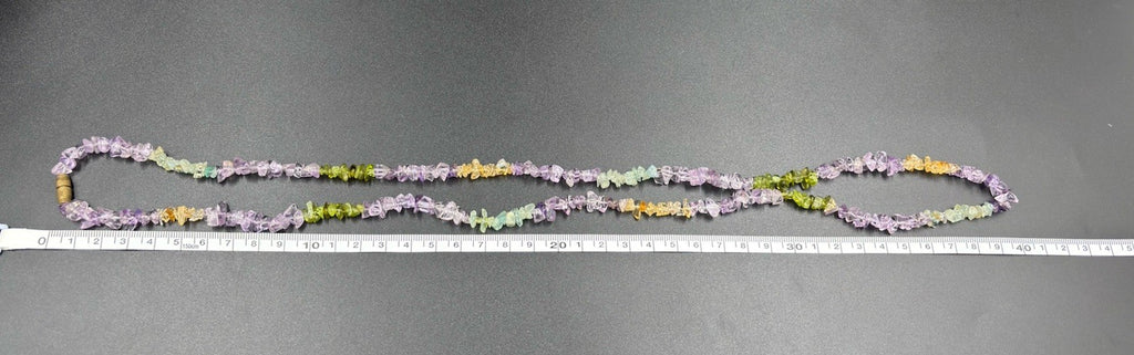 Vintage 1960s Gemstone Chip Necklace Amethyst Peridot Quartz 40cm Jewelry