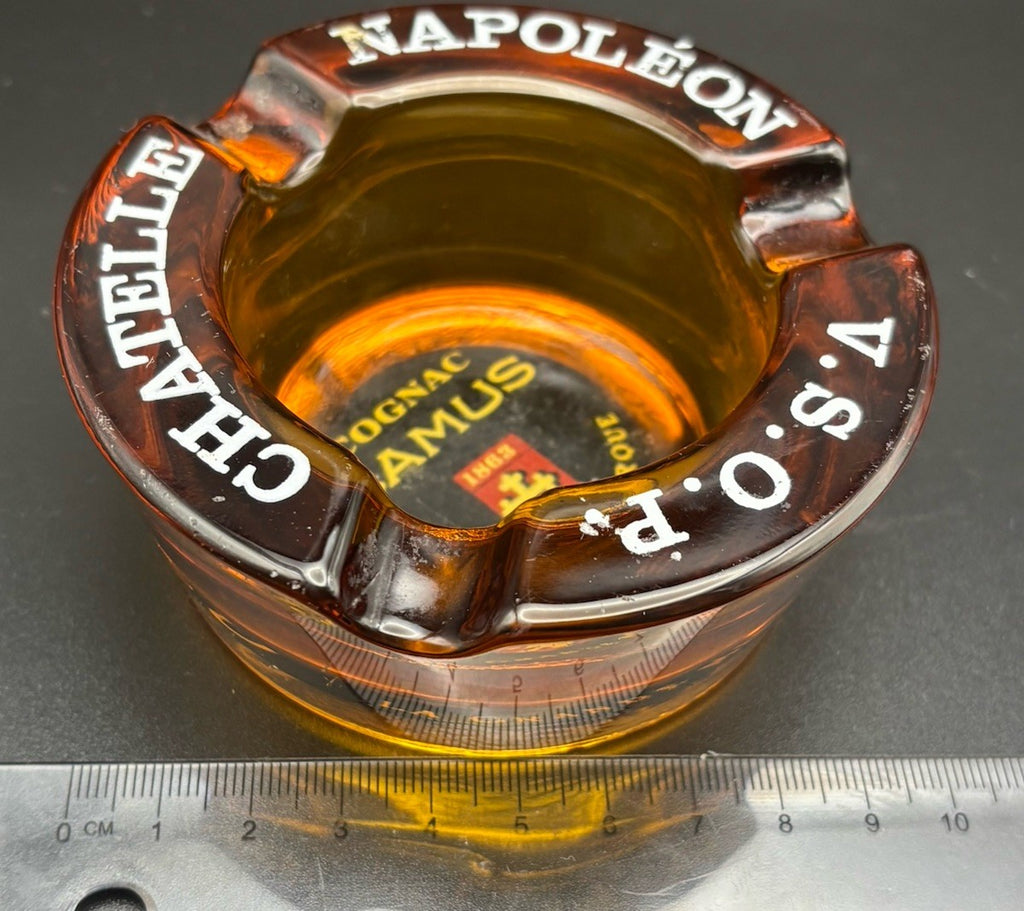 Vintage Camus Cognac Ashtray V.S.O.P Chateau Napoleon Amber Glass France