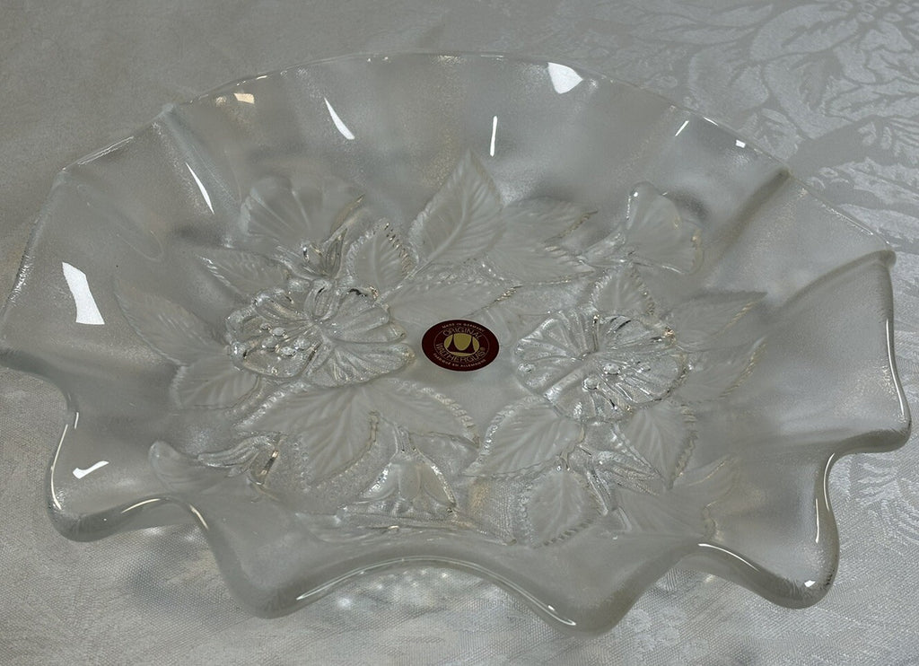 Vintage Walther Glass Mikasa Germany Flower Serving Bowl Candy Dish
