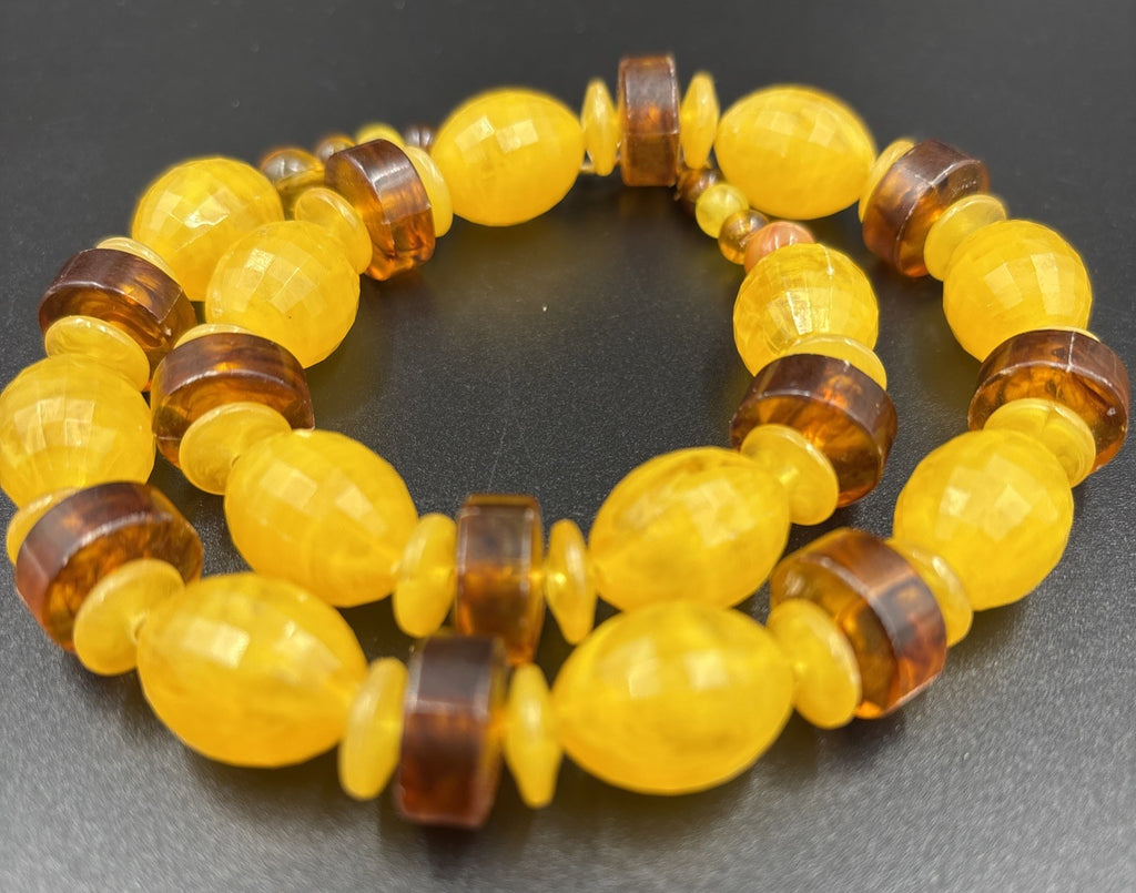 Vintage Amber Style Bead Necklace Resin or Bakelite Silver Hook