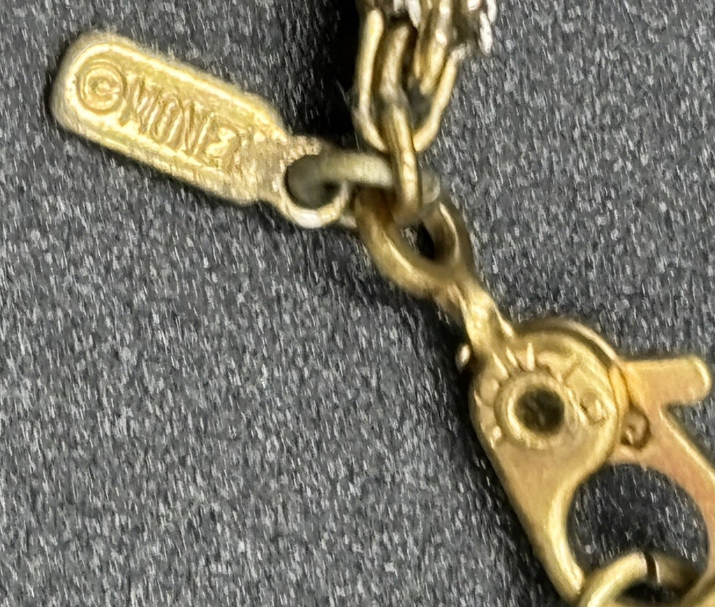 Vintage Monet Two Tone Rope Chain Choker –Signed Gold & Silver Tone Necklace