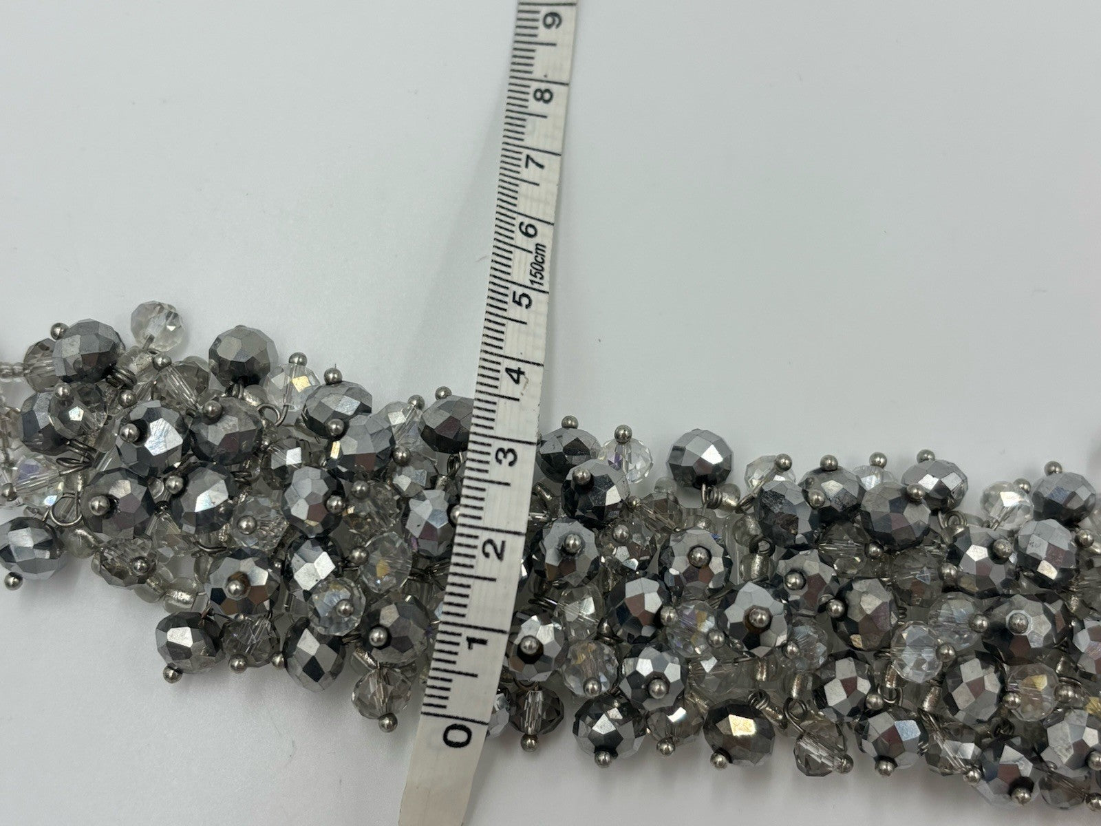 Aldo Silver Tone Statement Cluster Necklace Sparkly Glass Beads