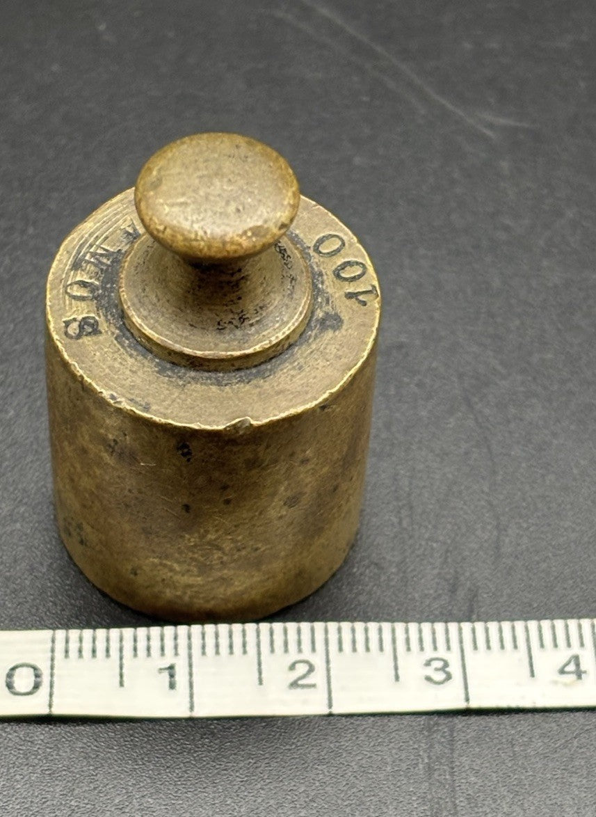 Vintage 100 Gramos Brass Calibration Weight Scale Balance Test Weight