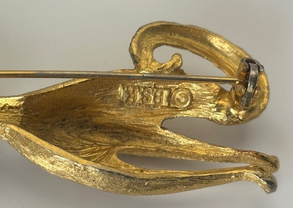 Vintage B.S.K Cat Brooch Gold Tone Figural Kitty Pin 1950s Signed
