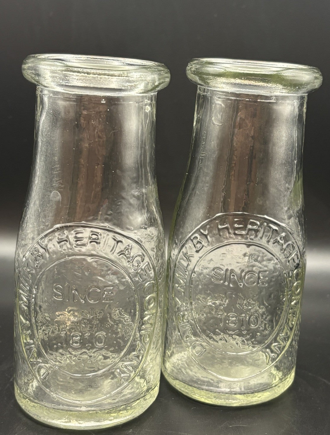Vintage Style Glass Milk Bottles Derby Heritage Co Since 1810 Pair