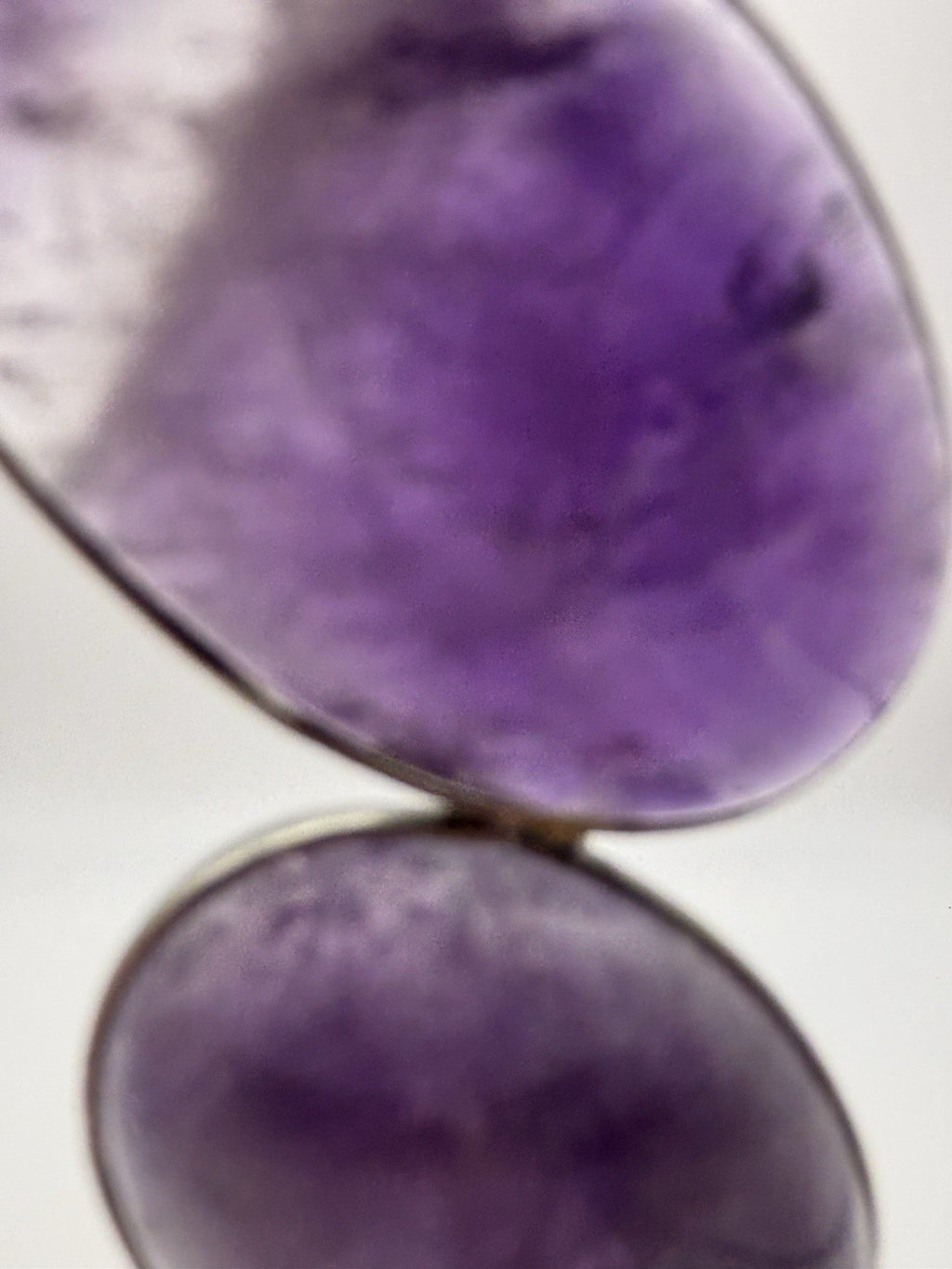 Vintage Amethyst Double Oval Pendant Natural Purple Gemstone Silver Tone Setting