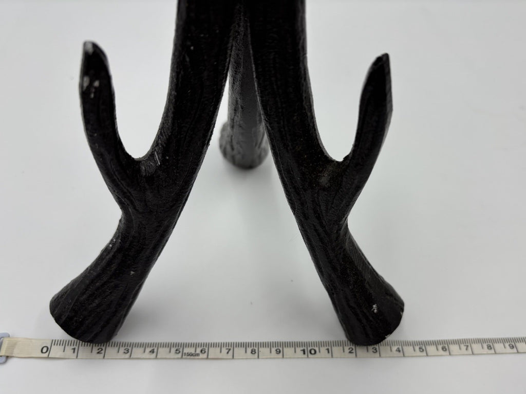 Sculptural Black Cast Aluminium Candle Holders Set Rustic Tree Branch Decor