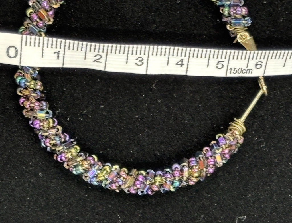 Vtg Earrings Kumihimo Beaded Peacock Earrings Large Multicoloured. ￼