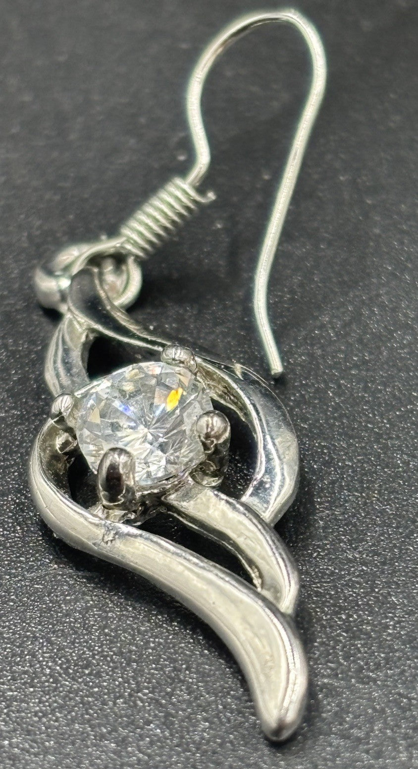 18K White Gold Filled Flame Pendant Necklace & Earrings Set Sparkling CZ