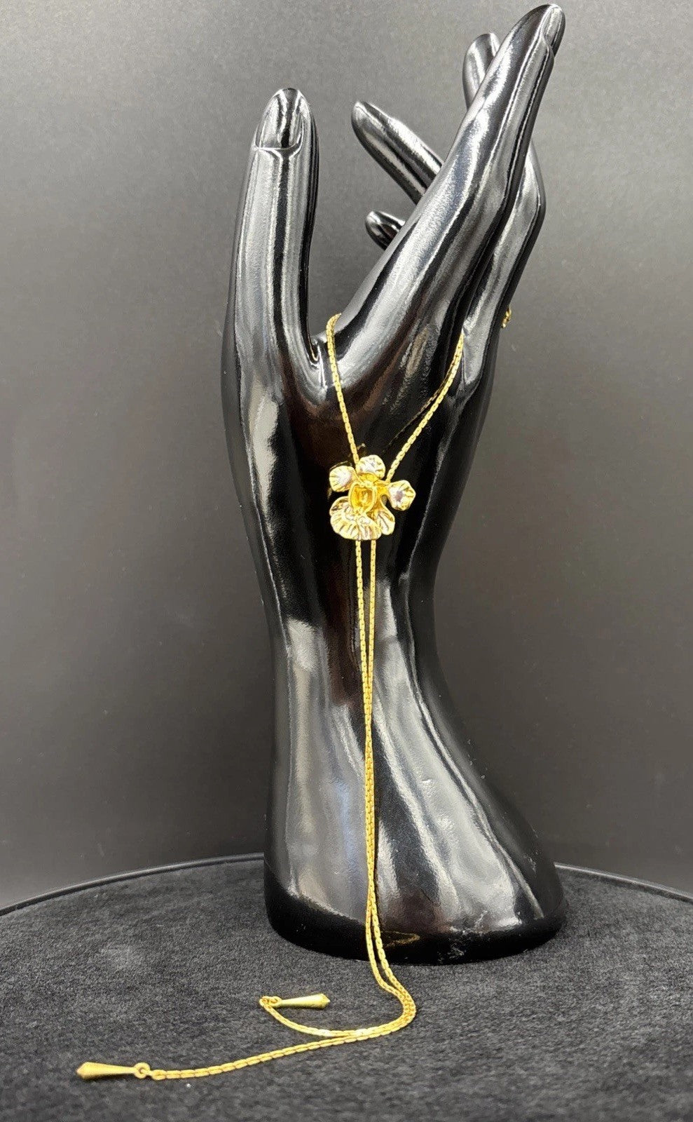 Vintage Risis Orchid Necklace Patent Number 1094493 24K Gold Dipped