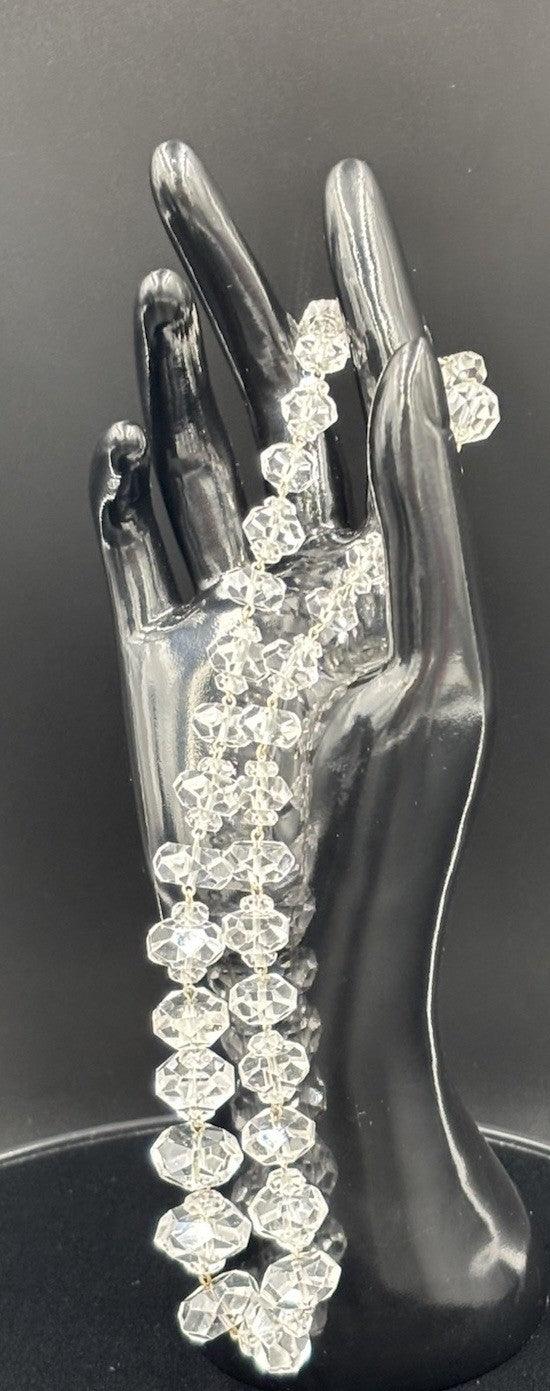 Antique Rock Crystal Quartz Necklace Faceted Beads & Sterling Silver Art Deco