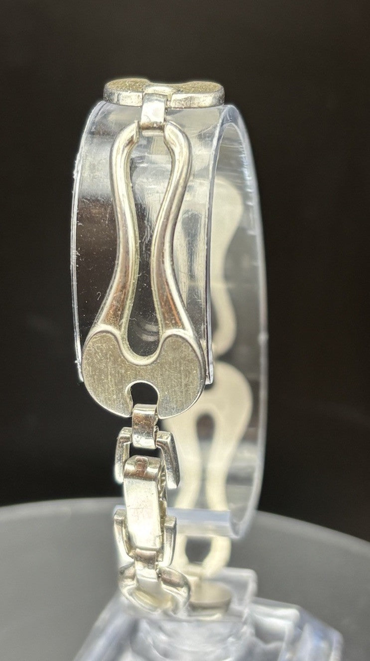 Vintage ROM 925 Sterling Silver Modernist Link Bracelet Mexico 19.5cm