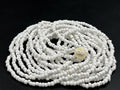 Vintage White Glass Seed Bead Necklace Multi Strand 122cm Button Clasp