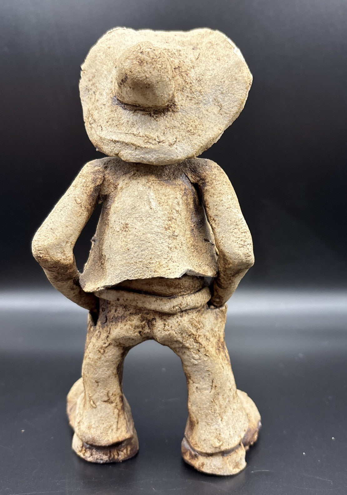 Vintage Studio Pottery Cowboy Figure Folk Art Sculpture Handmade Style