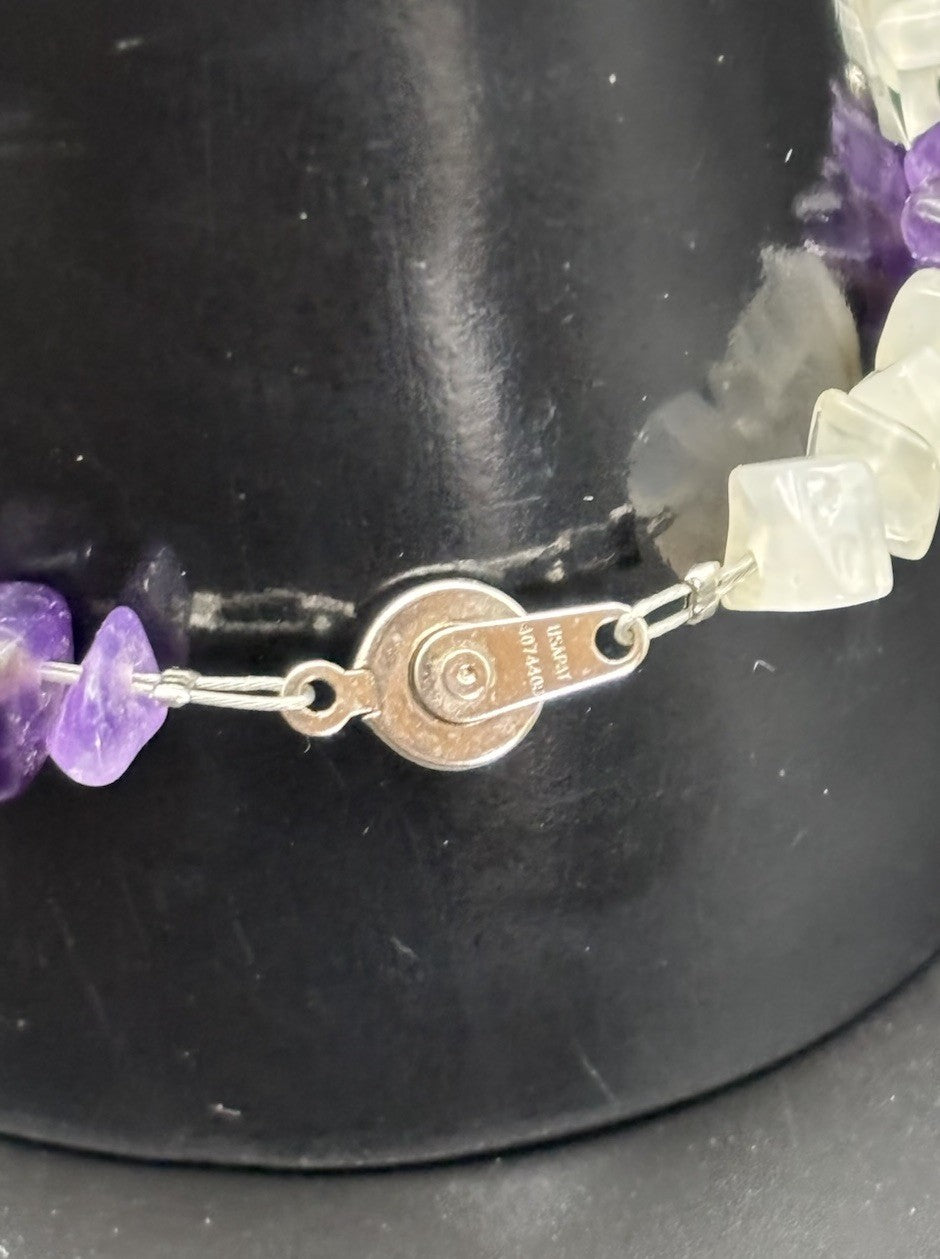 Pat 2008 Handmade Sterling Silver Amethyst Quartz Chip Bracelet