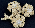 Vintage Kramer Signed Floral Rhinestone Brooch Gold Tone Spray Bouquet