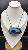 Minkpink Oversized Blue Agate Slice Gold Frame Necklace